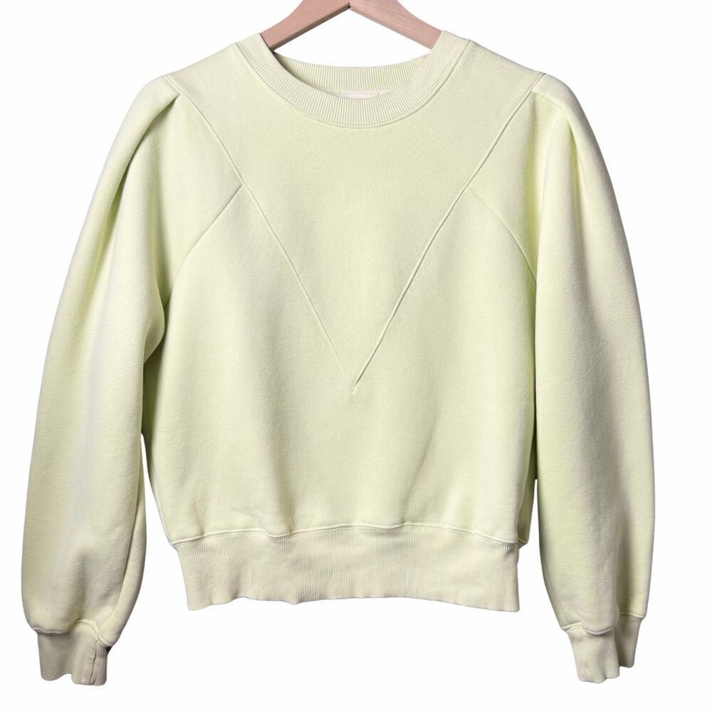 All:Row Cropped Crewneck Sweatshirt Pleated Shoulder 100% Cotton Size Small